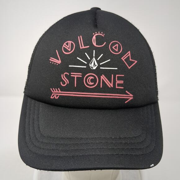Volcom Stone Snapback Trucker Hat Black One Size Adjustable Mesh Back Polyester - Picture 2 of 9